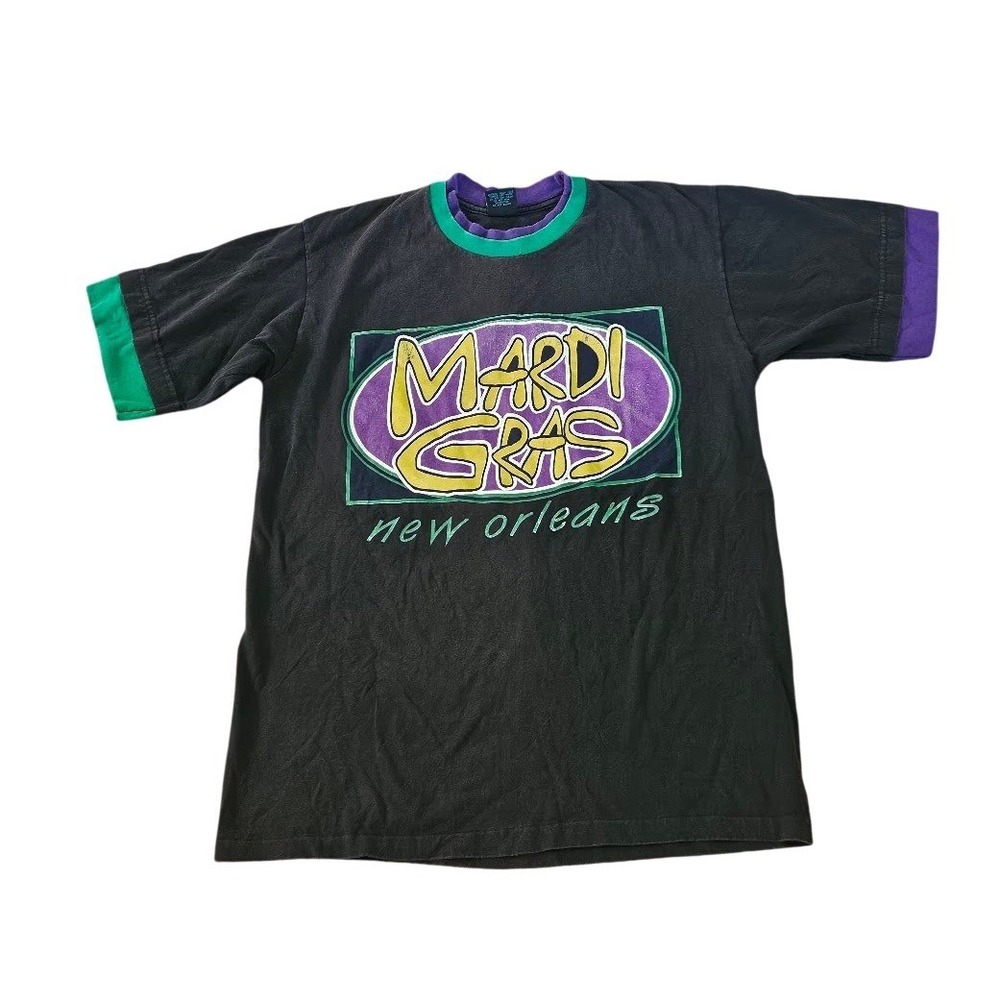 Vintage Tees Unlimited Mardi Gras New Orleans T-Shirt Mens Large USA Made Black
